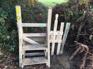 Close-up view of the memorial stile structure