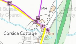 Location of the memorial stile near Cock Inn, Ringmer