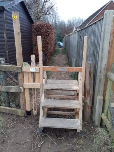 Close-up view of the memorial stile