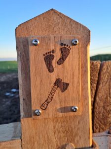 Close-up view of the memorial gate structure